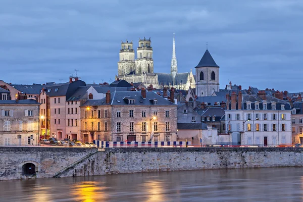 Böschung der Loire und der orleanischen Kathedrale — Stockfoto