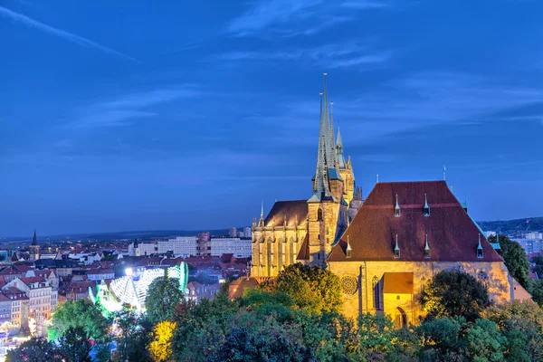 St. Severus Kirche am Abend, Erfurt — Stockfoto