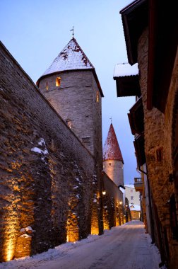Tallinn, Estonya, Balkanlar 'daki güzel Ortaçağ Toompea Kalesi, 2026.01 kışında. Yüksek kalite fotoğraf