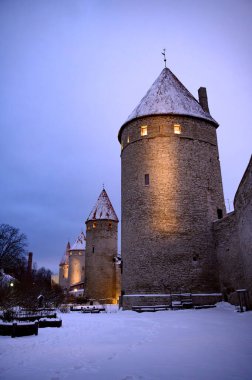 Tallinn, Estonya, Balkanlar 'daki güzel Ortaçağ Toompea Kalesi, 2026.01 kışında. Yüksek kalite fotoğraf