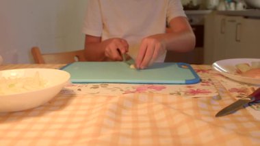 Bu videoda, yetenekli bir aşçı sıcak bir mutfakta, soğan, sarımsak ve taze et dilimleme tekniklerini gösteren bir yemek hazırlıyor.