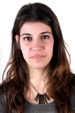 Stüdyo çekim beyaz arka plan üzerinde genç bir kız