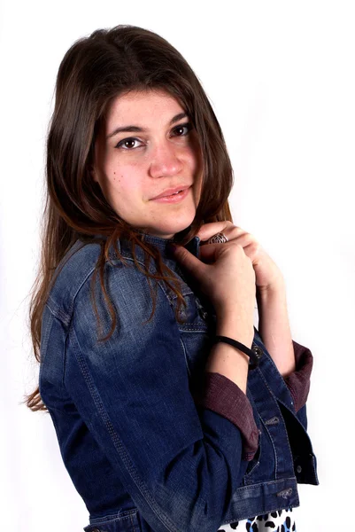 Studio shot of a young lady on white background — Stock Photo, Image