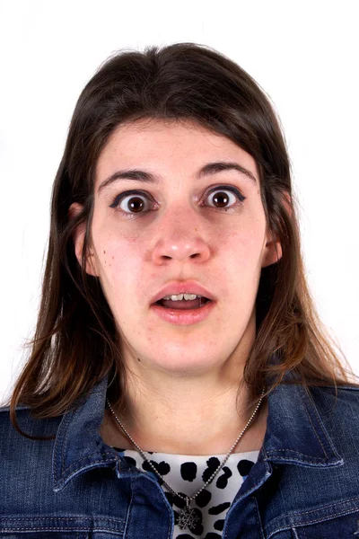 Estúdio tiro de uma jovem com aparelho dentário — Fotografia de Stock