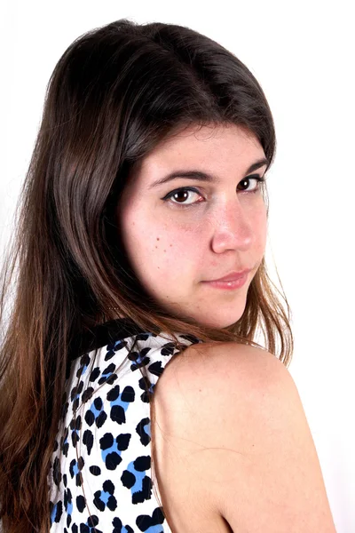 Studio shot of a young lady on white background — Stock Photo, Image