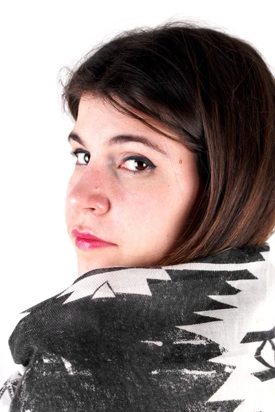 Studio shot of a lady with scarf — Stock Photo, Image