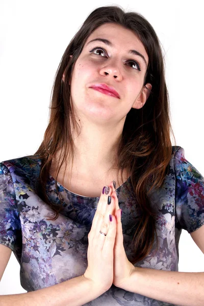 Estudio de una joven rezando — Foto de Stock