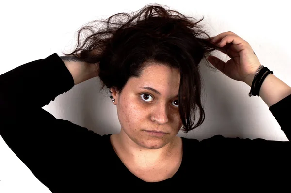 Retrato de una dama con camisa negra —  Fotos de Stock