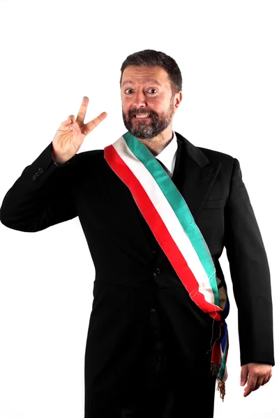 Studio shot of an italian Mayor on white background — Stock Photo, Image