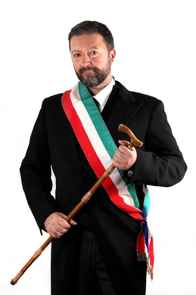 Studio di un sindaco italiano su sfondo bianco — Foto Stock