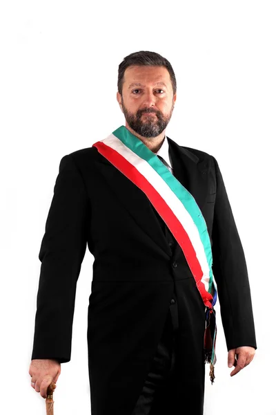 Studio shot of an italian Mayor on white background — Stock Photo, Image