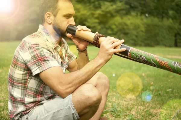 Přehrávání hudby v parku na léto — Stock fotografie