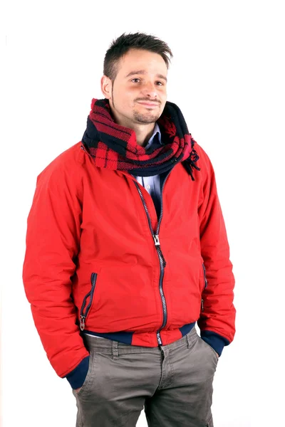 Ragazzo con giacca rossa — Foto Stock