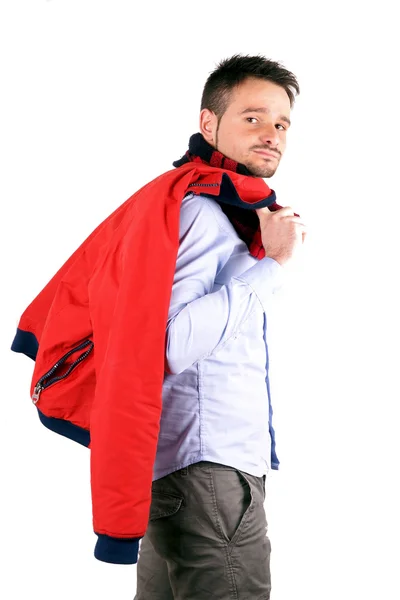 Boy with red jacket — Stock Photo, Image