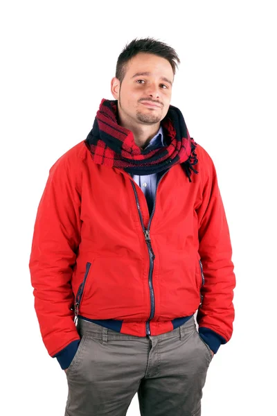 Menino com casaco vermelho — Fotografia de Stock