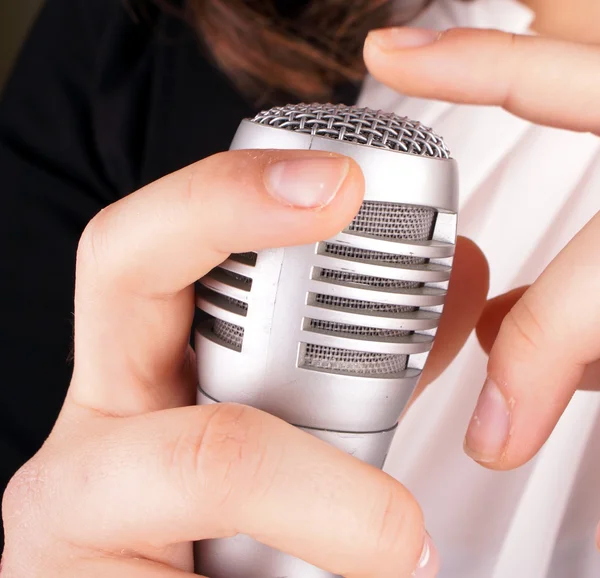 Girl with microphone — Stock Photo, Image