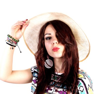 Stüdyo çekim beyaz arka plan üzerinde genç bir kız