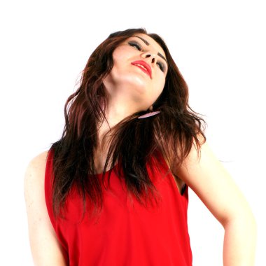 Stüdyo çekim beyaz arka plan üzerinde genç bir kız