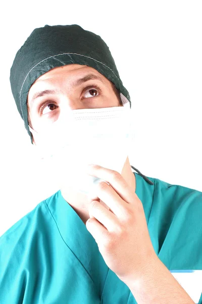 Studio shot of a young man with medical clothes — Stock Photo, Image