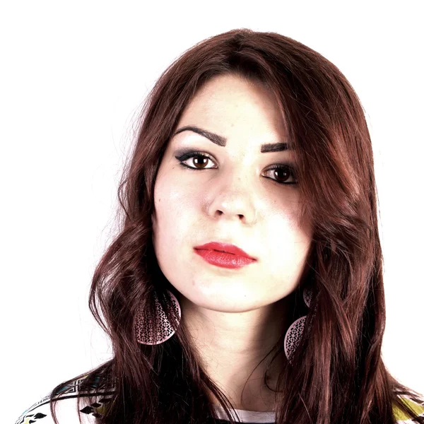 Studio shot of a young lady on white background — Stock Photo, Image