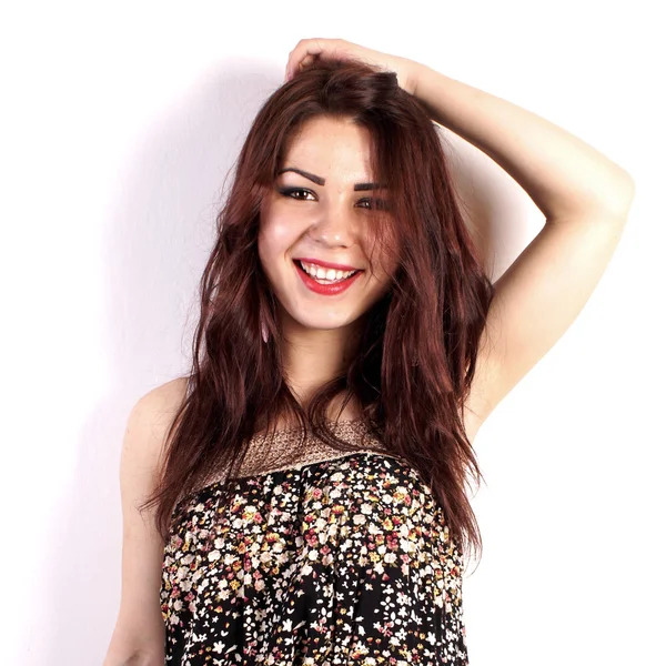 Studio shot of a young lady on white background — Stock Photo, Image