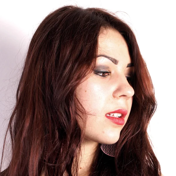 Studio shot of a young lady on white background — Stock Photo, Image