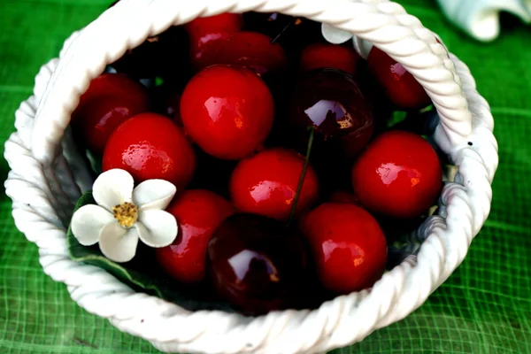 Close up of a ceramic cherries group — Stock Photo, Image