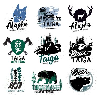 Taiga logo sign set clipart