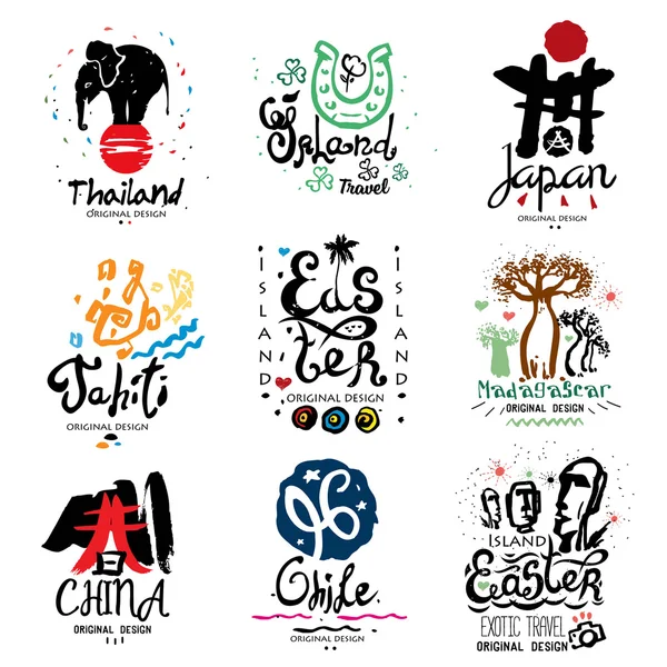 Set îles logo, éléments de design — Image vectorielle