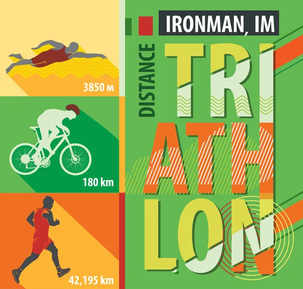 Affiche homme de fer triathlon — Image vectorielle