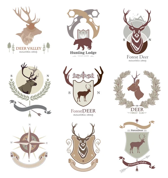 Set logos club de chasse — Image vectorielle