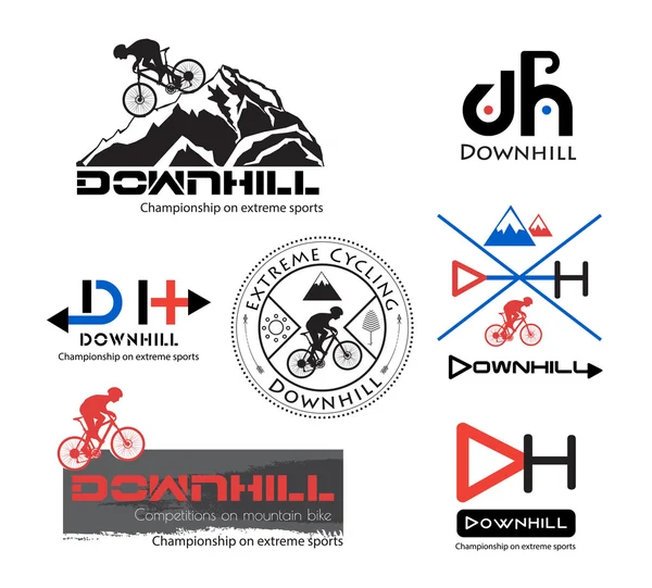 Logotyper Bike Downhill — Stock vektor