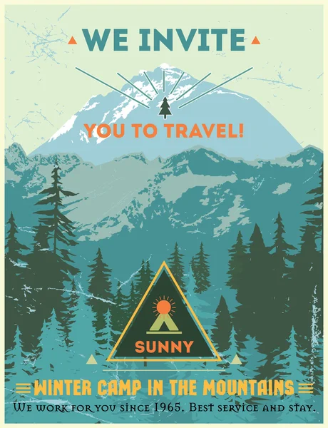 Vintage poster journey to the mountains