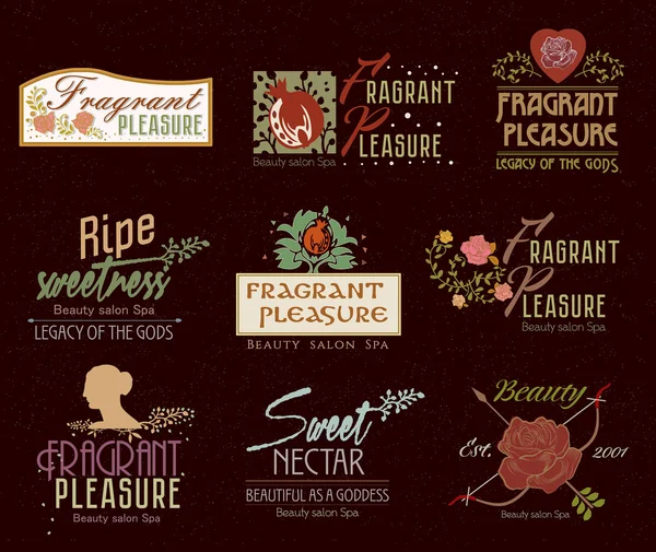 Conjunto de retro salão de beleza Spa logotipo —  Vetores de Stock