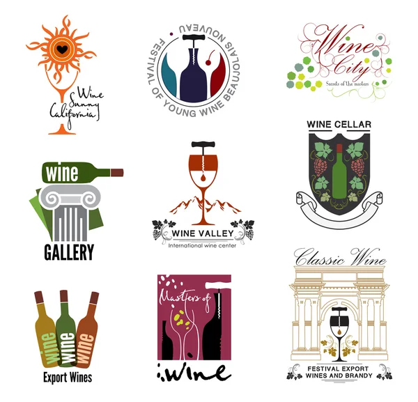 Conjunto de logotipos de lojas de vinho — Vetor de Stock