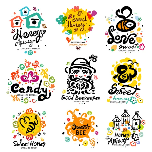 Sweet honey logo set — Stock Vector