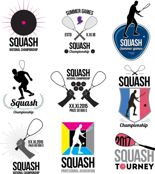 Set van retro Squash logo's — Stockvector