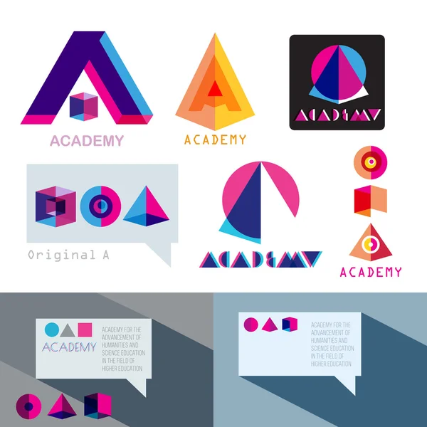 Kleurrijke geometrische 3D-iconen, logo Stockvector