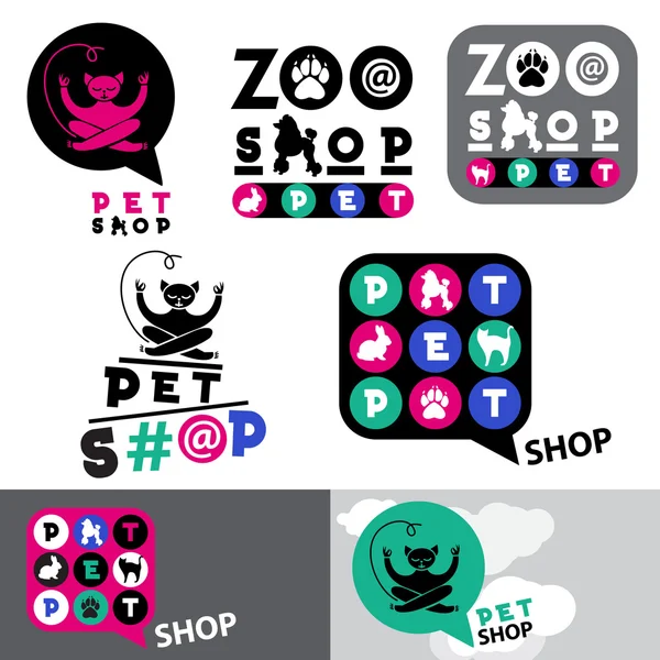 Pet shop animal logotipo sinal modelo Ilustração De Stock