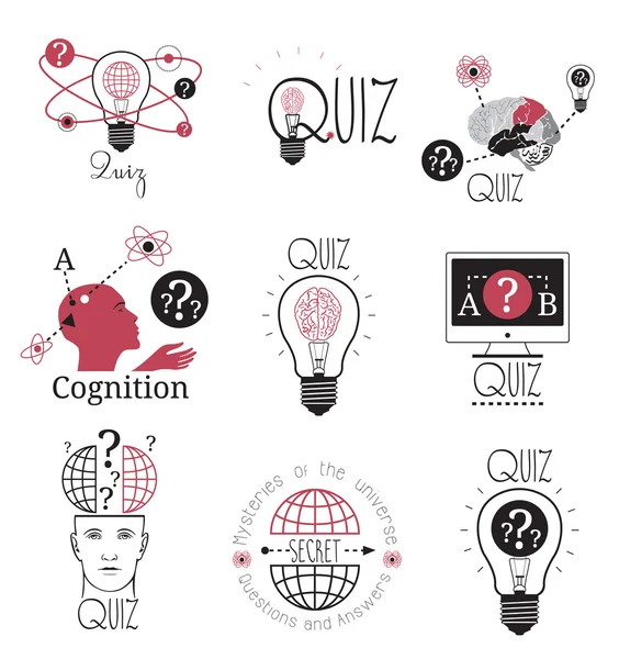 Quiz logo emblems labels Royalty Free Stock Illustrations