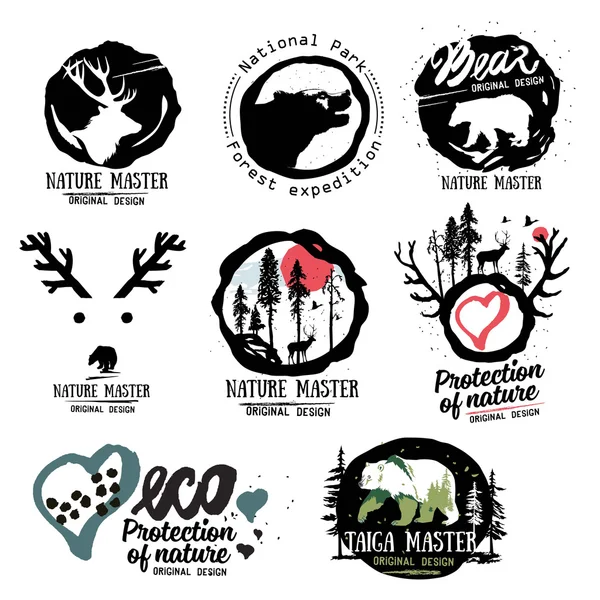 Natureza conjunto de logotipo Gráficos De Vetores
