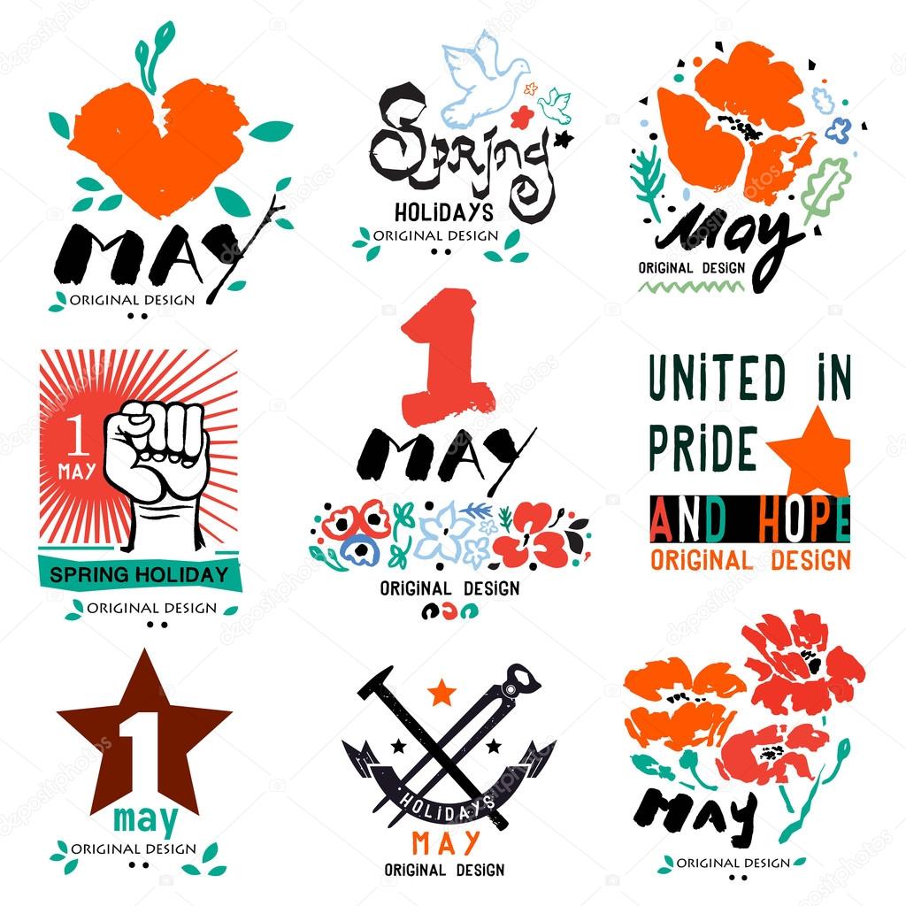 International labor day on 1 may the label. Spring logo. May 1, labor Day logo symbol