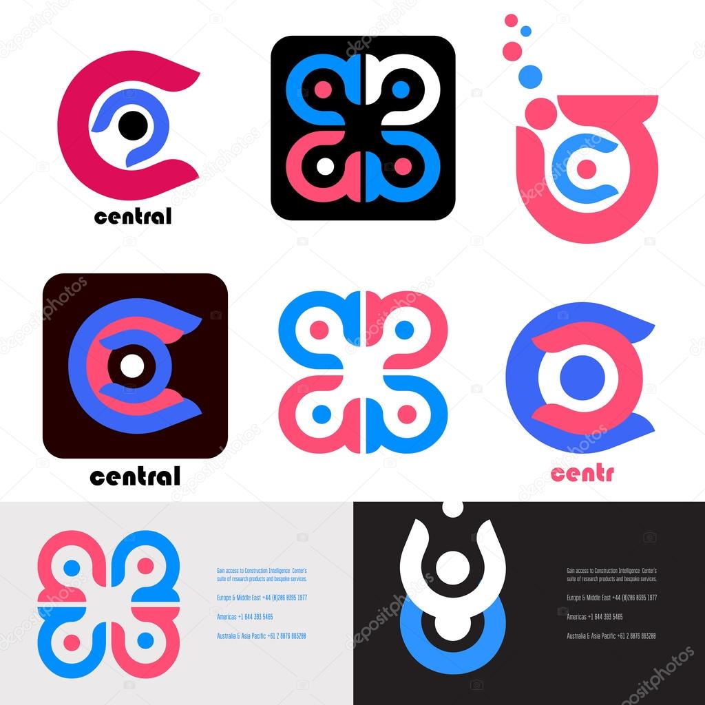 Simple form for  template logo. Modern flat logotypes Alphabet letter C logo. Business card template. Design elements company logo. Geometric shapes brand, logotype. Set Business Icon.