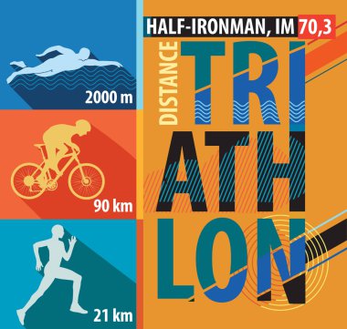triatlon, düz tasarımı çizimi