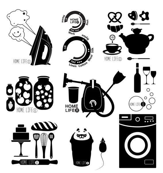 Set von Symbolen und Etiketten Hausleben — Stockvektor