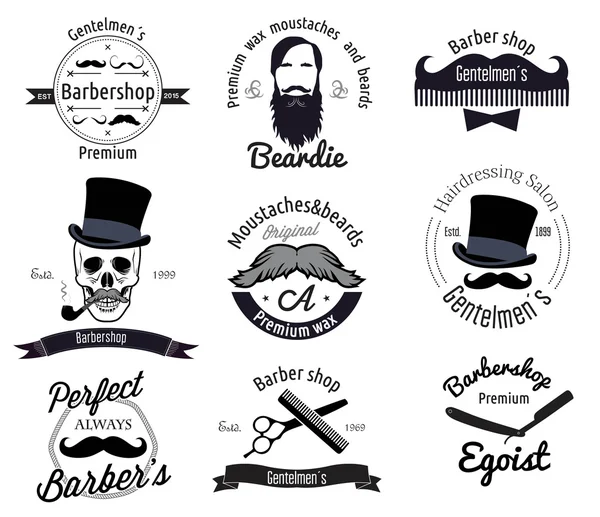 Set of retro barber shop logo — Stock Vector