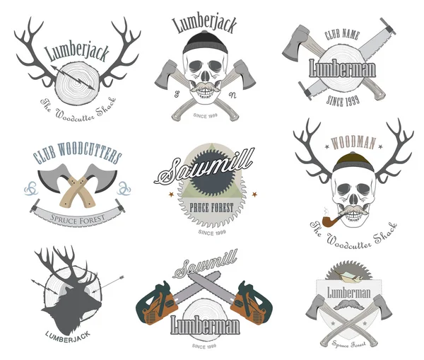 Set of vintage lumberjack labels — Stock Vector