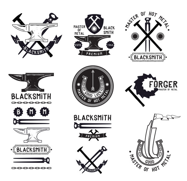 Set of retro blacksmith logo