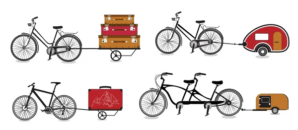 Set vélos urbains et cantons — Image vectorielle