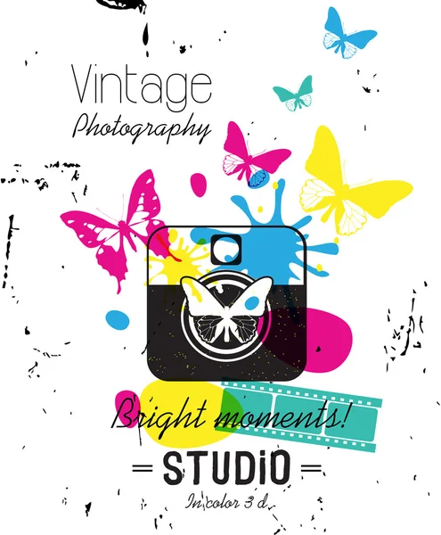 Vintage etykieta, studio fotografii styl — Wektor stockowy
